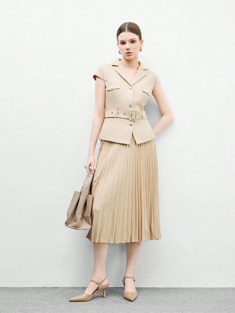 Sapatos de Salto Alto Femininos em Verniz Bege com Bico Fino, Estilo Clássico e Elegante para o Ambiente de Trabalho — foto 3