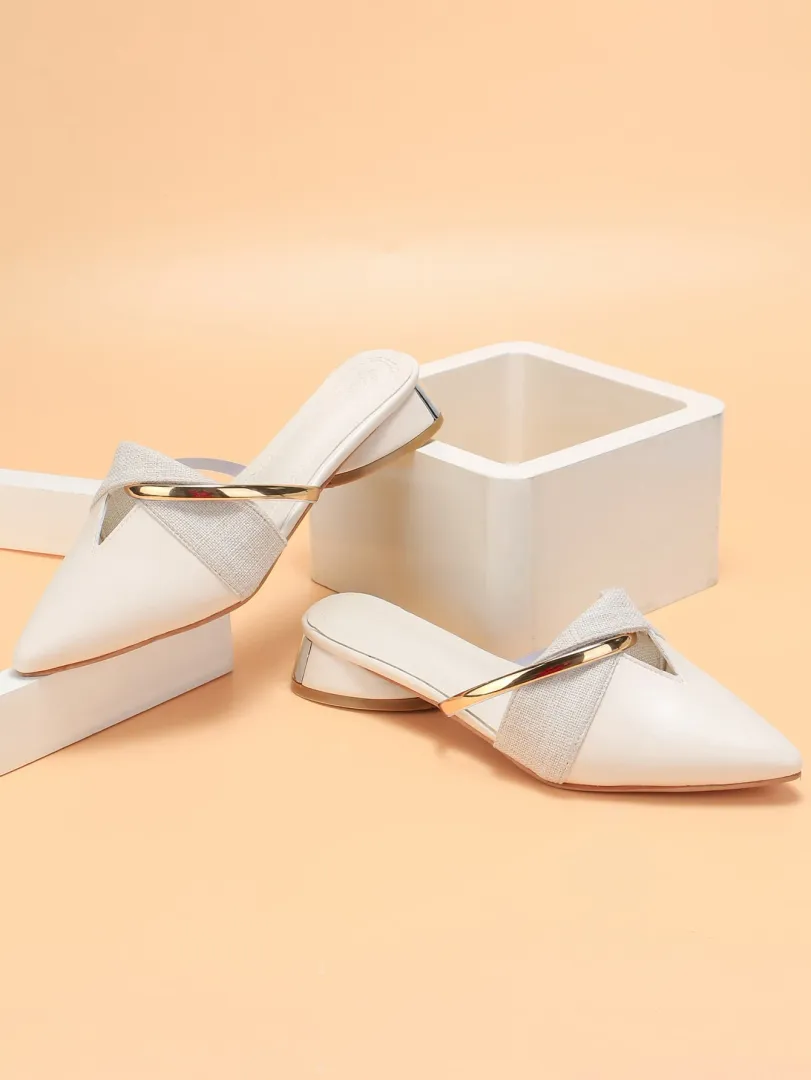 Mules Femininas de Outono e Inverno com Bico Fino e Detalhe Torcido, Salto Médio Confortável, Estilo Elegante e Moderno para Trabalho, Férias e Festas — foto 2