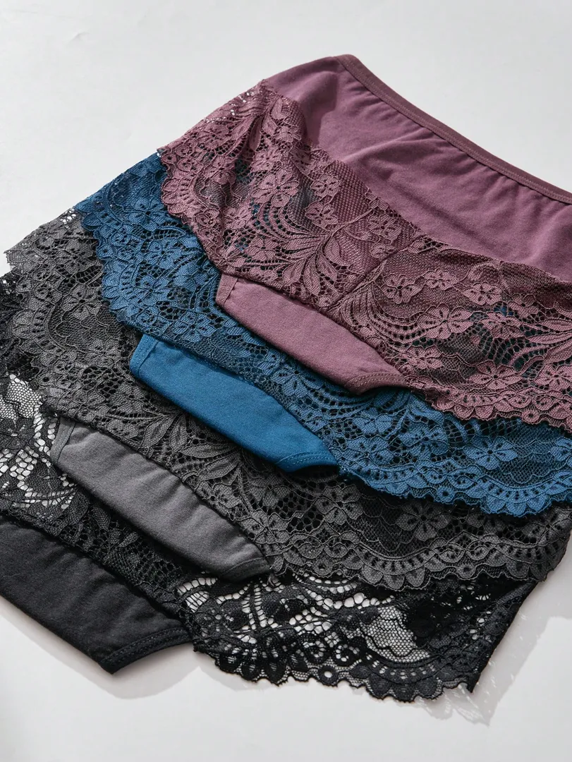 Conjunto com 4 Calcinhas Femininas Estilo Hipster em Renda Romântica e Respirável, Toque Suave e Alta Qualidade — foto 6