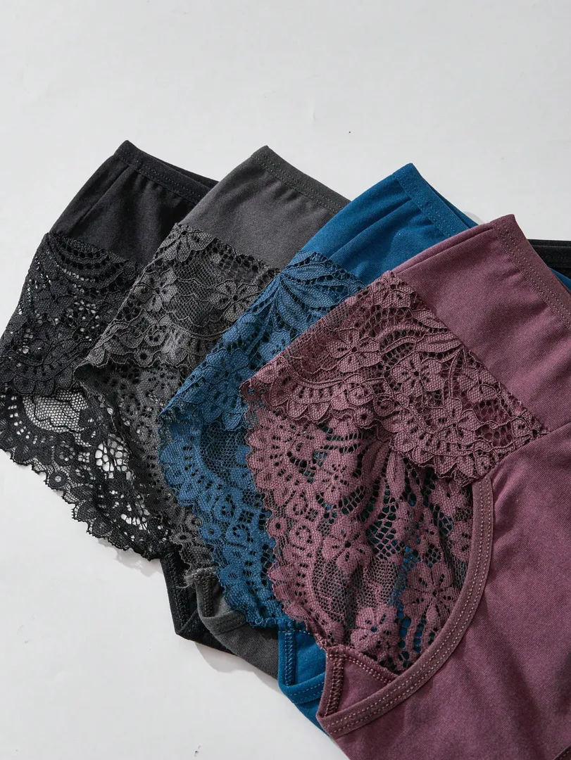 Conjunto com 4 Calcinhas Femininas Estilo Hipster em Renda Romântica e Respirável, Toque Suave e Alta Qualidade — foto 7