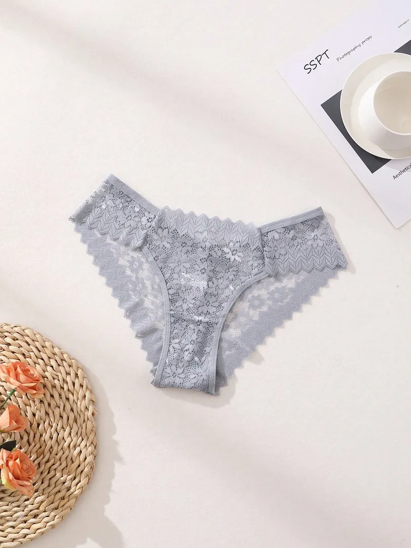 Conjunto com 8 Calcinhas Femininas Estilo Bikini em Renda com Recortes Vazados, Cintura Baixa e Design Sem Costura, Confortável e Respirável — foto 5