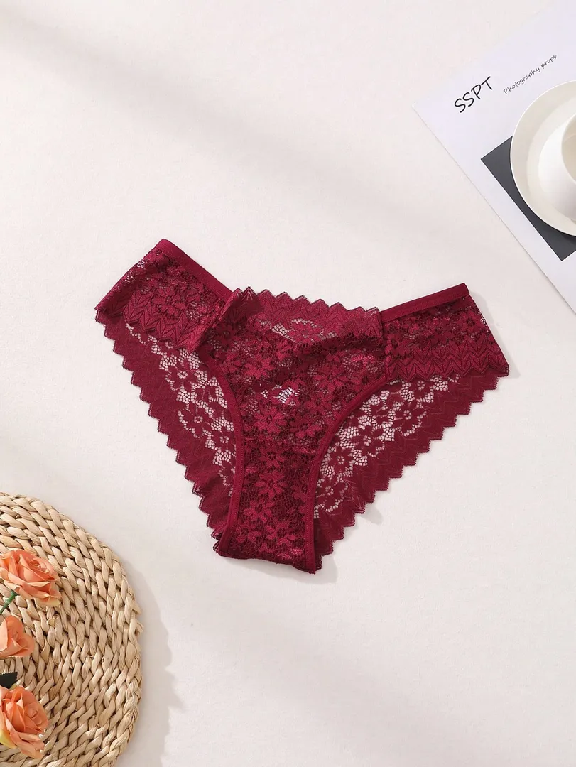 Conjunto com 8 Calcinhas Femininas Estilo Bikini em Renda com Recortes Vazados, Cintura Baixa e Design Sem Costura, Confortável e Respirável — foto 7