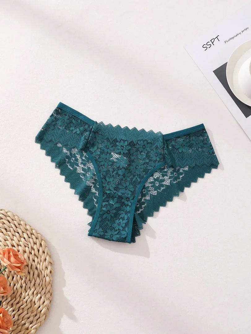 Conjunto com 8 Calcinhas Femininas Estilo Bikini em Renda com Recortes Vazados, Cintura Baixa e Design Sem Costura, Confortável e Respirável — foto 8