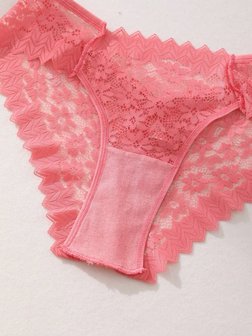 Conjunto com 8 Calcinhas Femininas Estilo Bikini em Renda com Recortes Vazados, Cintura Baixa e Design Sem Costura, Confortável e Respirável — foto 3