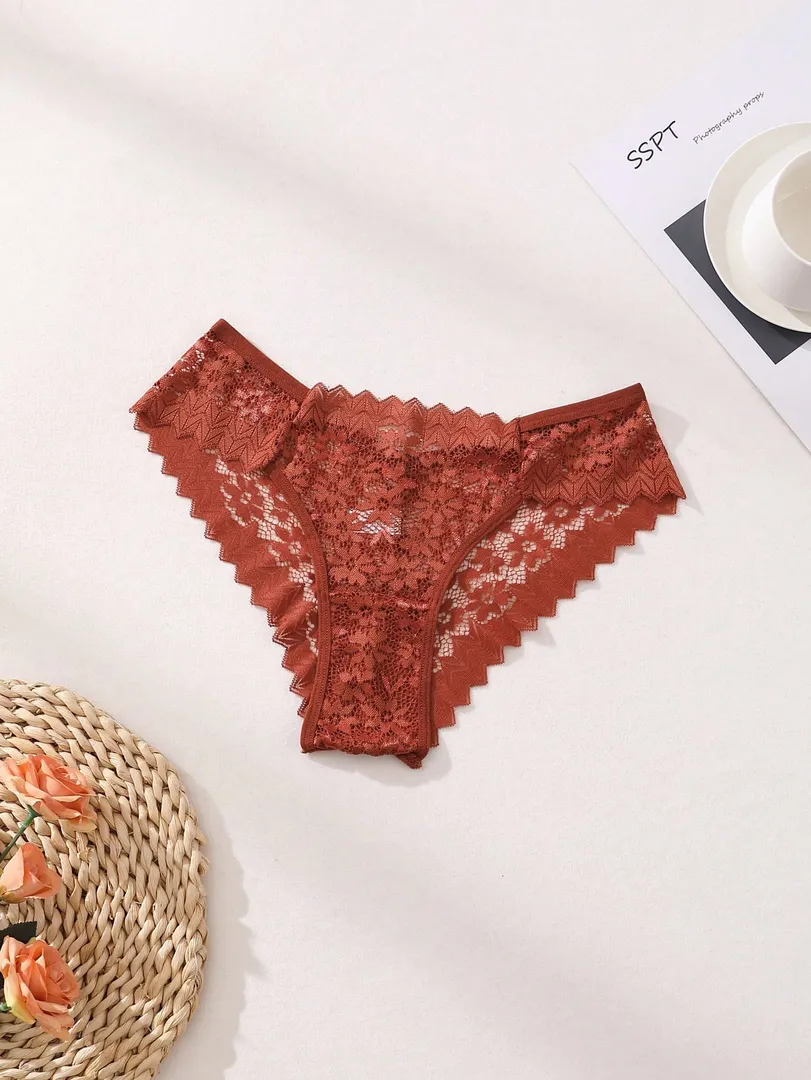 Conjunto com 8 Calcinhas Femininas Estilo Bikini em Renda com Recortes Vazados, Cintura Baixa e Design Sem Costura, Confortável e Respirável — foto 9