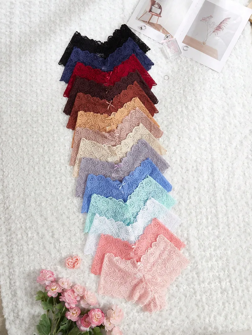 Conjunto com 14 Calcinhas Femininas com Detalhe em Renda, Estilo Sexy e Confortável — foto 6