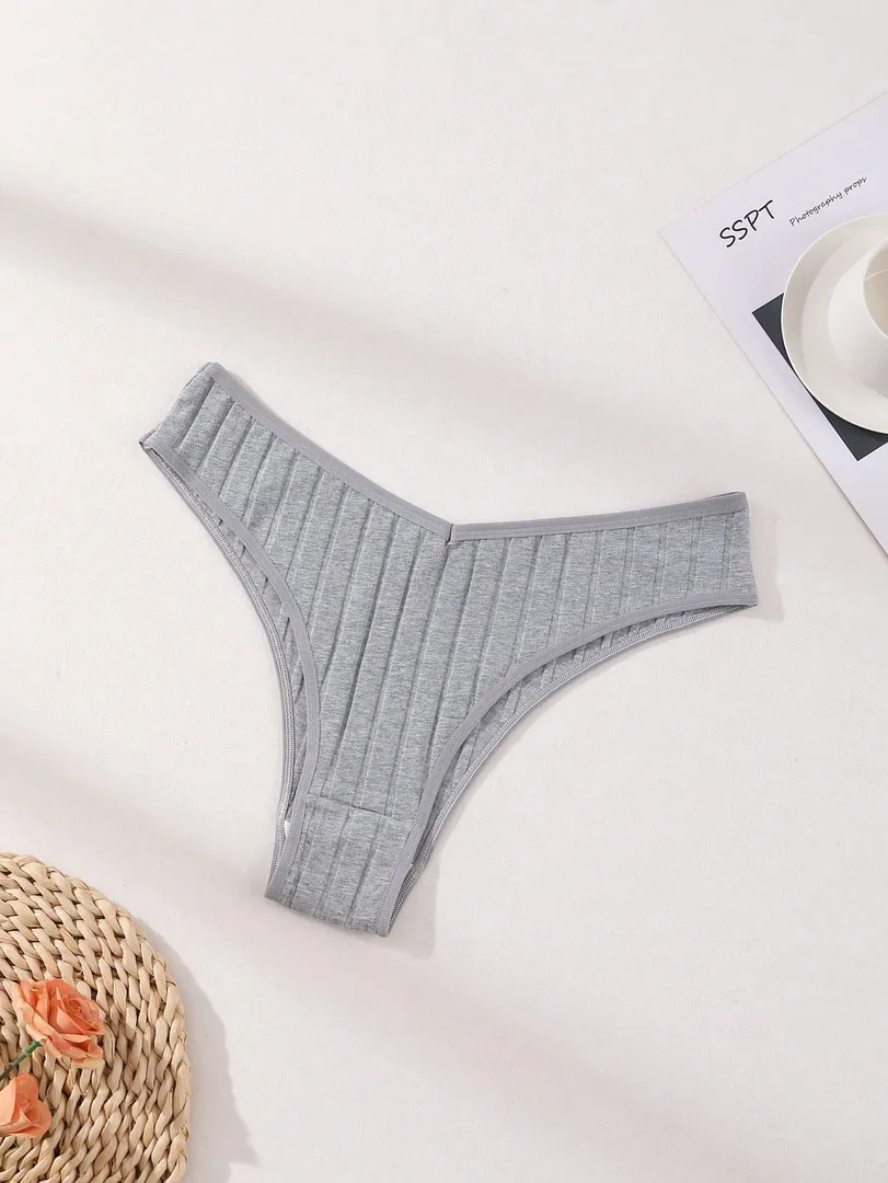 Conjunto com 7 Calcinhas Femininas Estilo Bikini de Cintura Baixa, Sem Costura, em Algodão Canelado Macio, Respiráveis e Confortáveis para o Dia a Dia e Esportes — foto 4