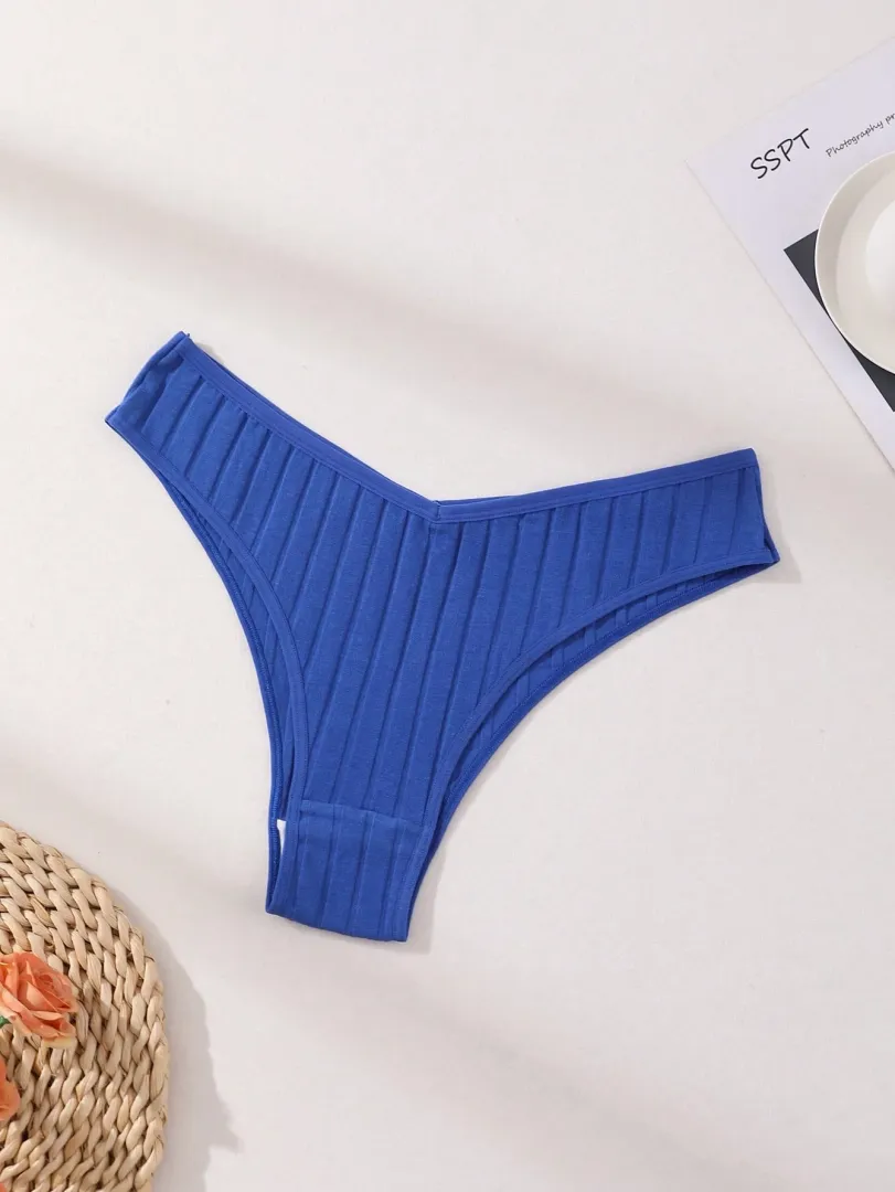 Conjunto com 7 Calcinhas Femininas Estilo Bikini de Cintura Baixa, Sem Costura, em Algodão Canelado Macio, Respiráveis e Confortáveis para o Dia a Dia e Esportes — foto 7