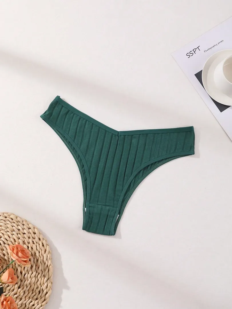 Conjunto com 7 Calcinhas Femininas Estilo Bikini de Cintura Baixa, Sem Costura, em Algodão Canelado Macio, Respiráveis e Confortáveis para o Dia a Dia e Esportes — foto 5