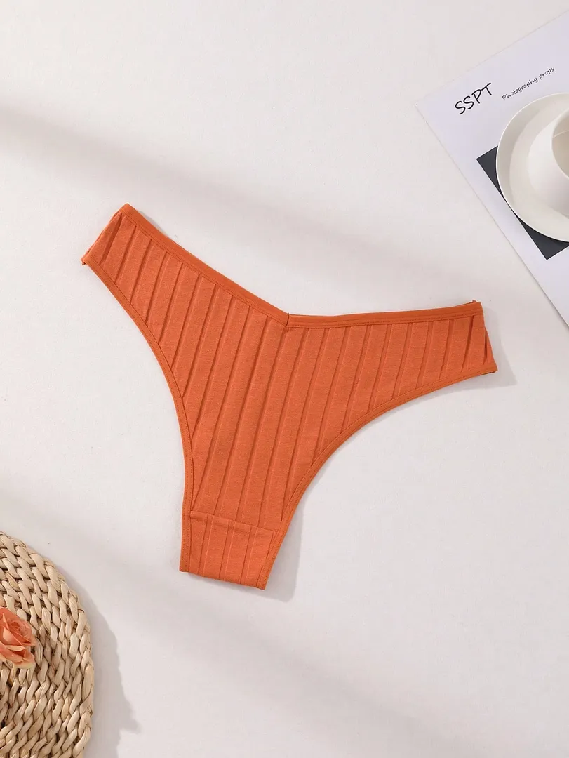 Conjunto com 7 Calcinhas Femininas Estilo Bikini de Cintura Baixa, Sem Costura, em Algodão Canelado Macio, Respiráveis e Confortáveis para o Dia a Dia e Esportes — foto 6