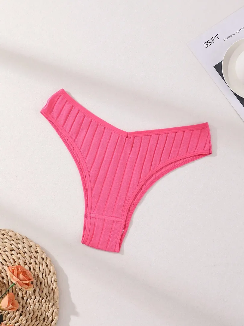 Conjunto com 7 Calcinhas Femininas Estilo Bikini de Cintura Baixa, Sem Costura, em Algodão Canelado Macio, Respiráveis e Confortáveis para o Dia a Dia e Esportes — foto 8