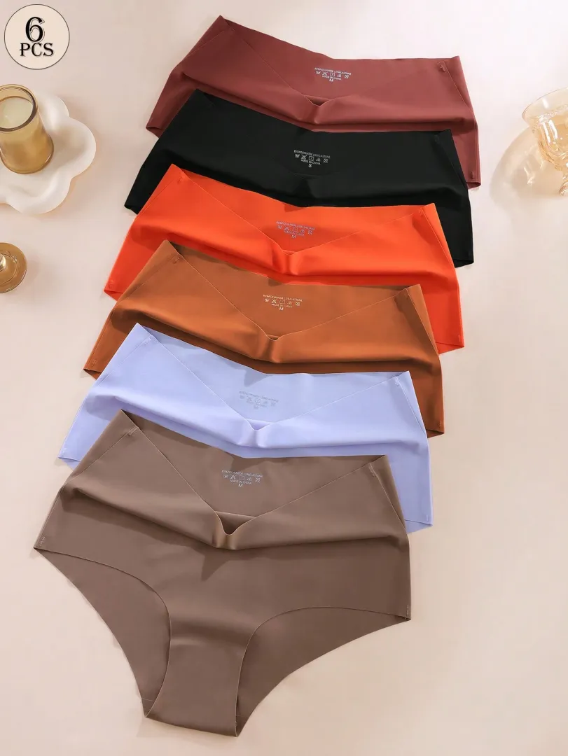 Conjunto com 6 Calcinhas Femininas Plus Size de Cintura Alta, Sem Costura, Estilo Europeu e Americano, Macias, Respiráveis e Confortáveis