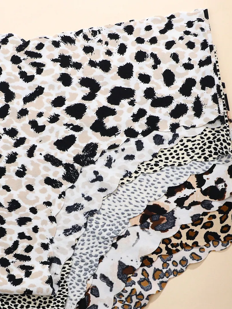 Conjunto com 8 Calcinhas Femininas Sem Costura em Cores Sólidas e Estampa de Leopardo, com Acabamento Ondulado, Leves, Respiráveis e Sexys — foto 9