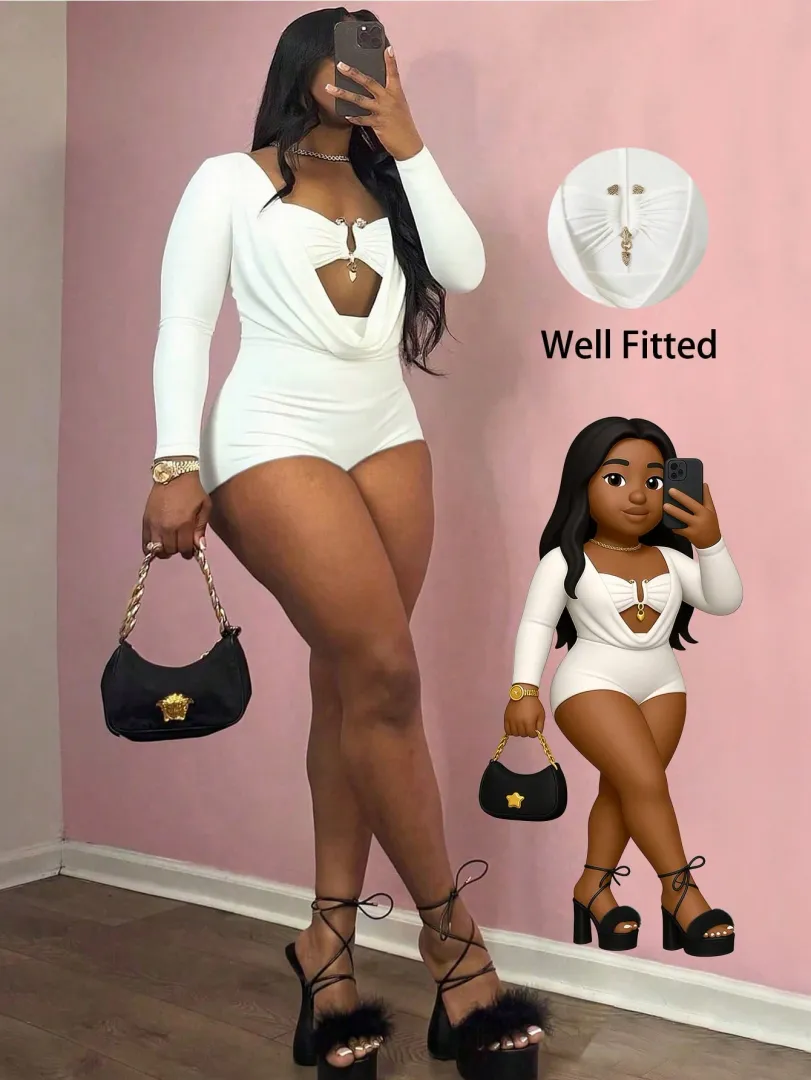 Macacão Feminino Ajustado com Design Drapeado, Estilo Sexy e Confortável para o Dia a Dia, Festas e Ocasiões Especiais — foto 2