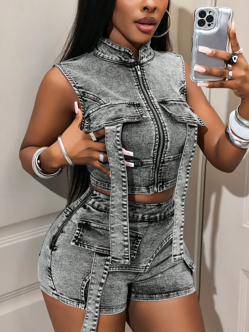 Jaqueta Jeans Feminina Estilo Casual, Perfeita para Viagens e Uso Diário — foto 6