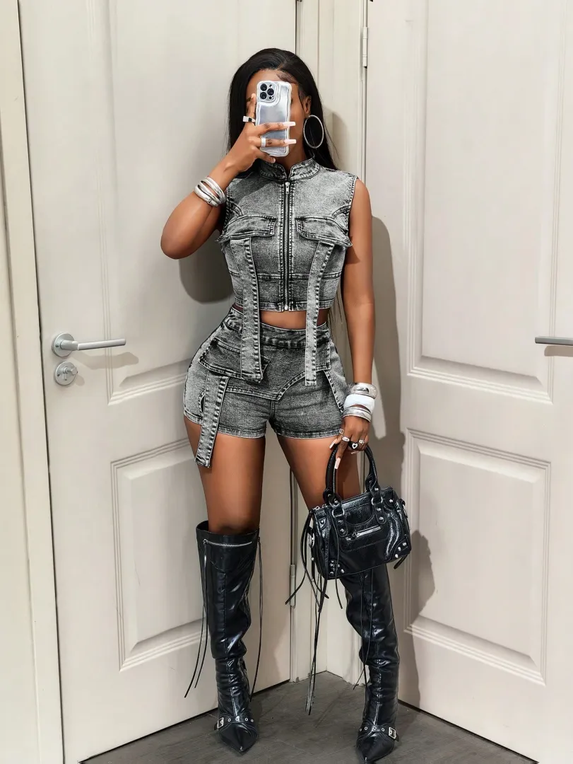 Jaqueta Jeans Feminina Estilo Casual, Perfeita para Viagens e Uso Diário — foto 5