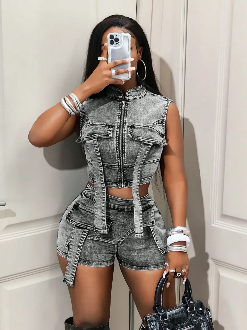 Jaqueta Jeans Feminina Estilo Casual, Perfeita para Viagens e Uso Diário — foto 4