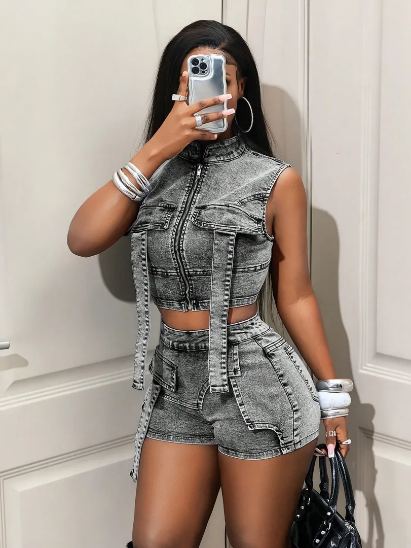 Jaqueta Jeans Feminina Estilo Casual, Perfeita para Viagens e Uso Diário — foto 8