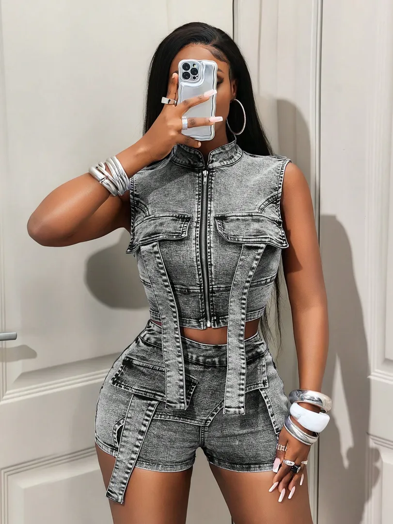 Jaqueta Jeans Feminina Estilo Casual, Perfeita para Viagens e Uso Diário