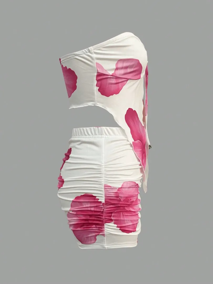 Conjunto Feminino de Verão com Top Cami e Mini Saia em Cor Rosa Vibrante, Estilo Sexy e Moderno para Férias e Festas - foto 4