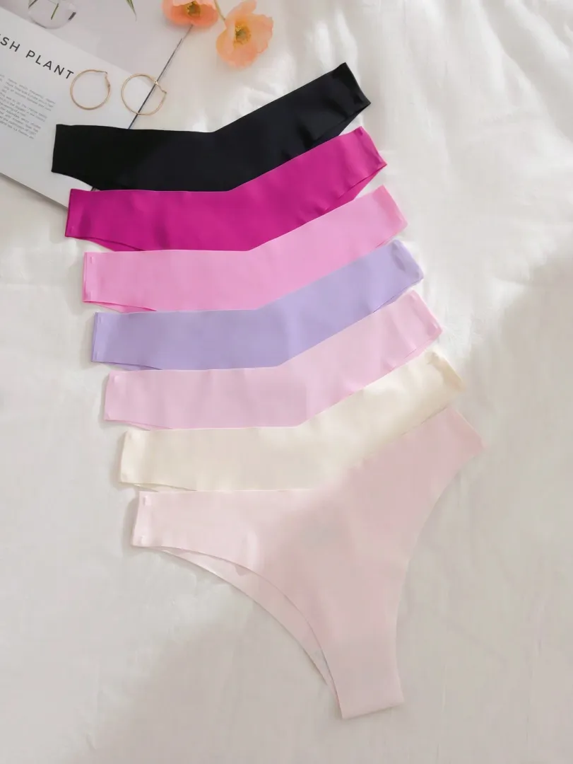 Conjunto com 7 Calcinhas Femininas Estilo Bikini Sem Costura, Respiráveis e Confortáveis, Multicoloridas - photo 5