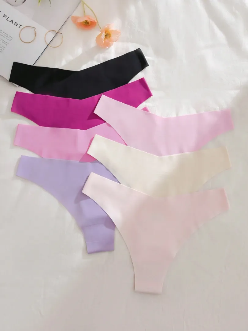 Conjunto com 7 Calcinhas Femininas Estilo Bikini Sem Costura, Respiráveis e Confortáveis, Multicoloridas - photo 2