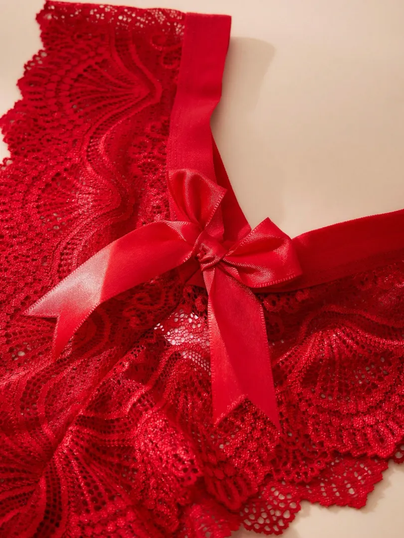 Conjunto com 5 Calcinhas Femininas Estilo Fio Dental em Renda com Laço, Elegantes, Confortáveis e Sensuais — foto 2