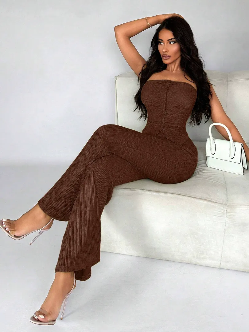 Conjunto de Cetim com Top Elegante e Calça Longa - foto 3