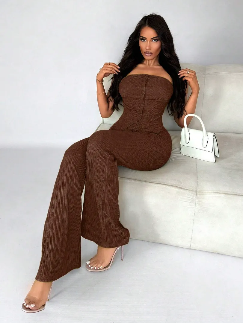 Conjunto de Cetim com Top Elegante e Calça Longa - foto 4