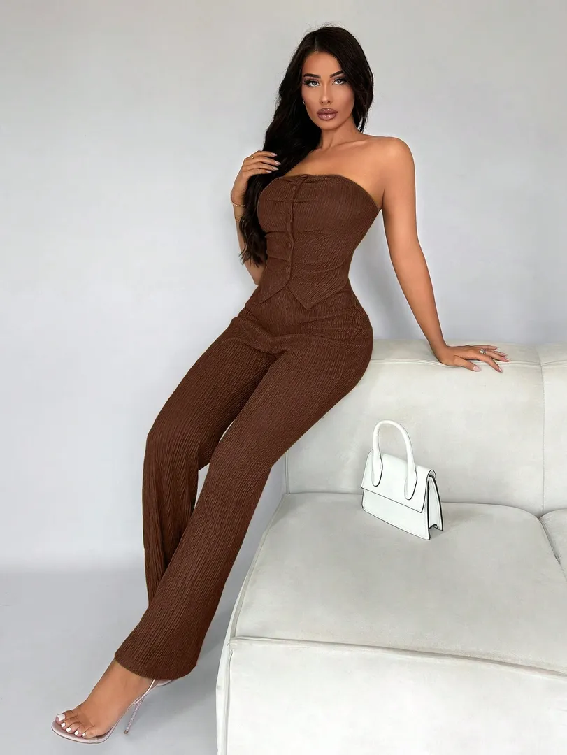 Conjunto de Cetim com Top Elegante e Calça Longa - foto 5
