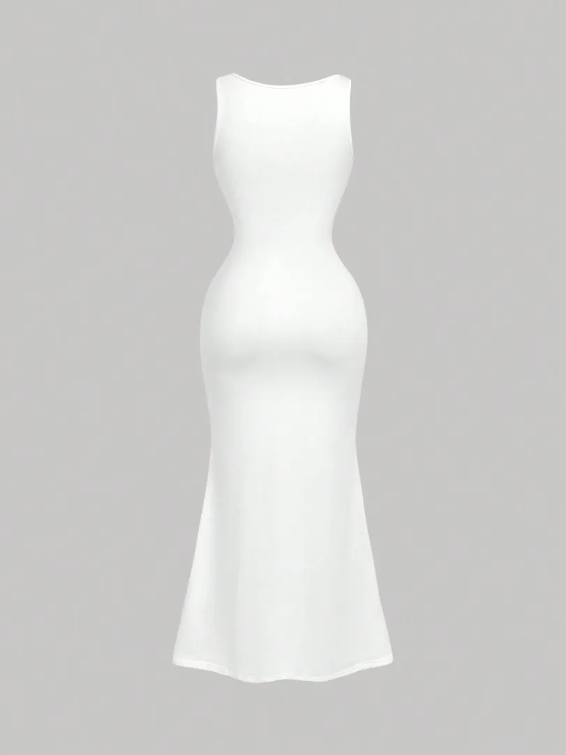 Vestido Branco Sereia em Malha com Laço Elegante - foto 4
