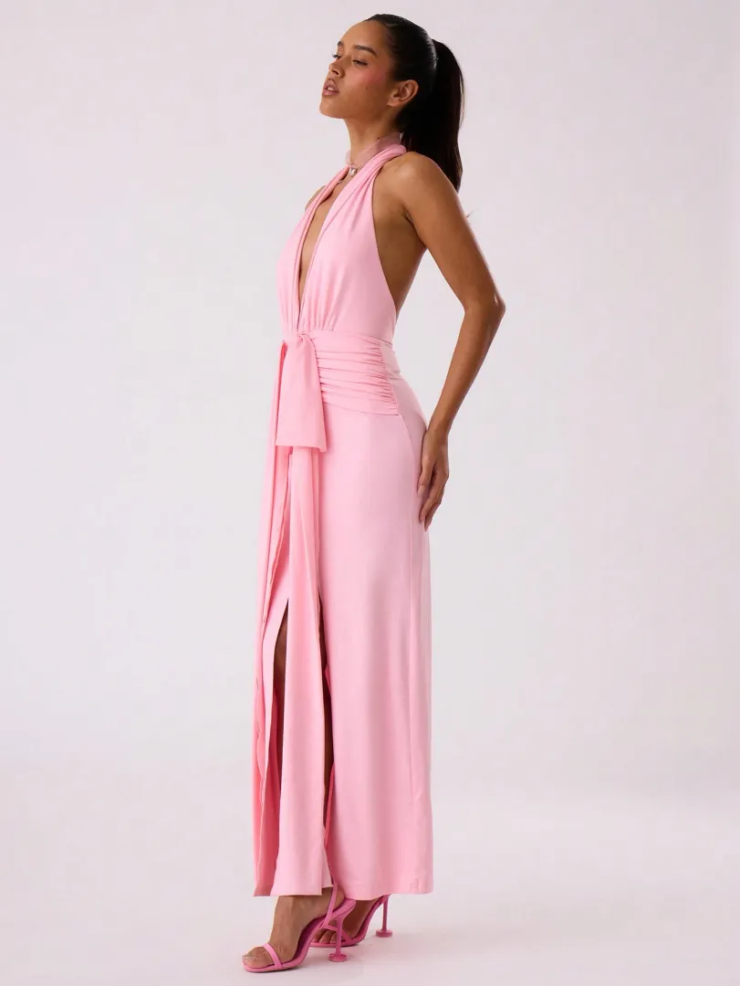 Vestido Longo com Decote Profundo e Drapeado - foto 4