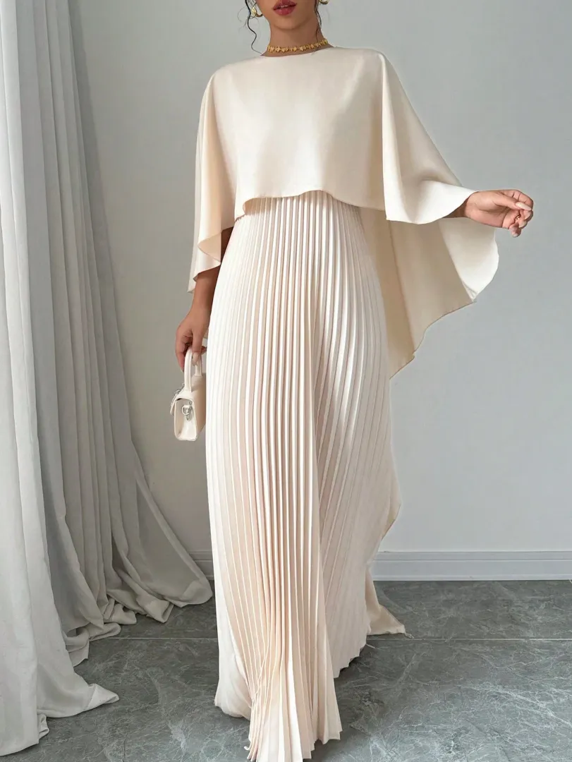 Vestido Maxi Elegante com Mangas Poncho