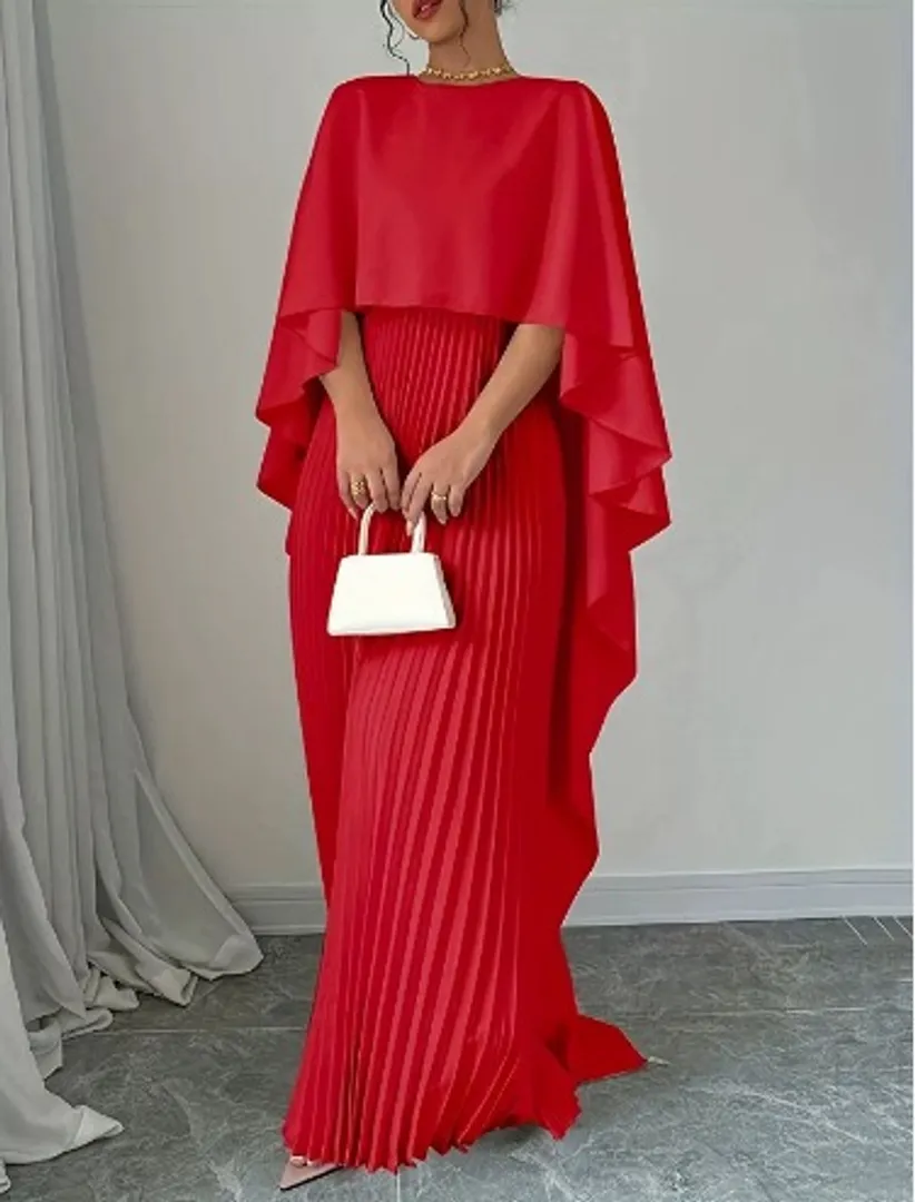 Vestido Maxi Elegante com Mangas Poncho