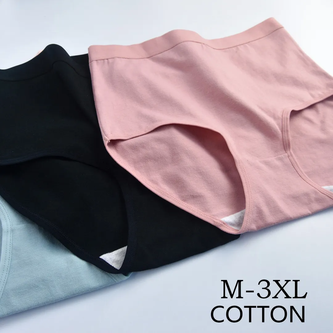 Calcinha Feminina de Algodão com Cintura Alta 3 pcs