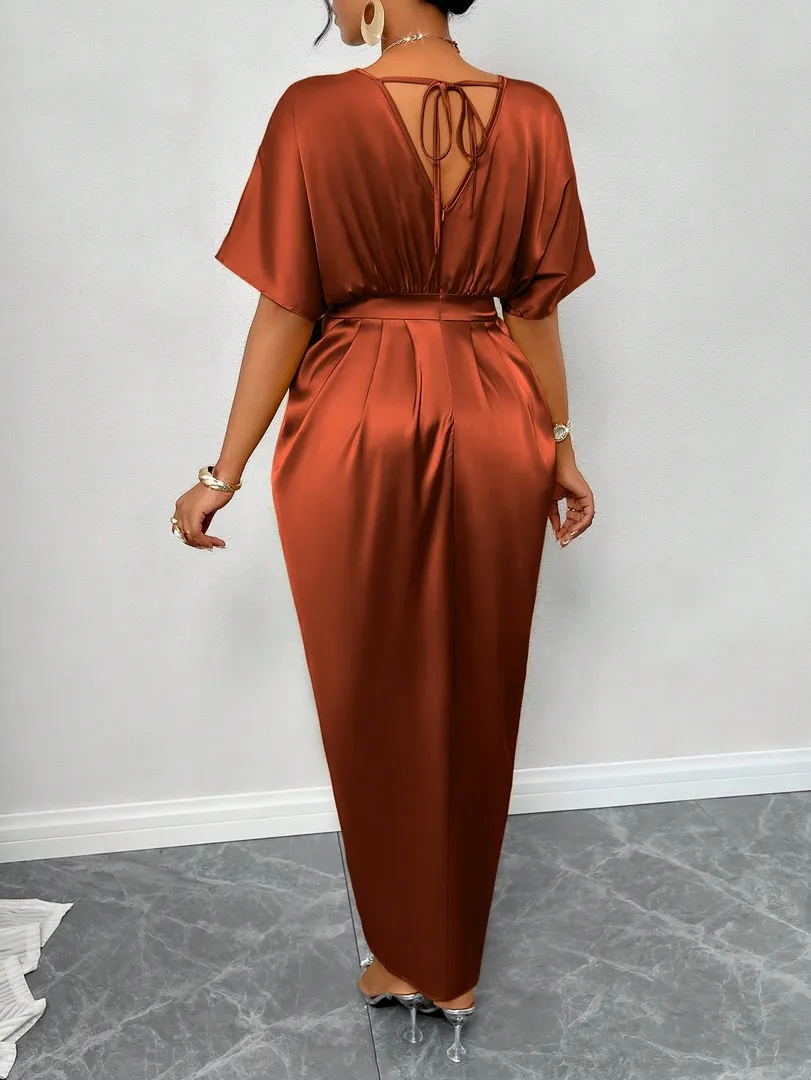 Vestido Feminino Longo de Festa em Tecido Brilhante, Ideal para Casamentos, Formaturas, Natal, Halloween, Concertos e Eventos de Inverno ou Outono — foto 3